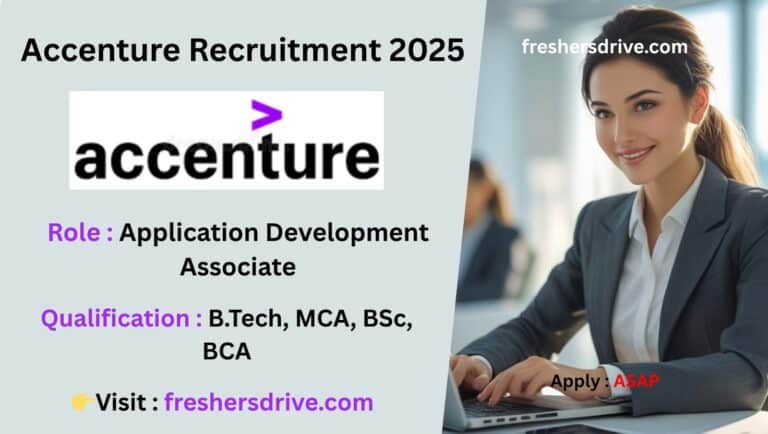 Accenture Jobs for Freshers 2025 for Accenture Application Development Associate role