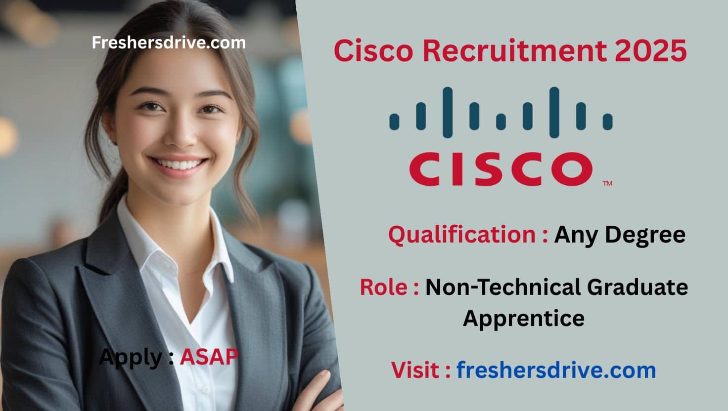 Cisco Recruitment 2025 notification for Non-Technical Graduate Apprentice